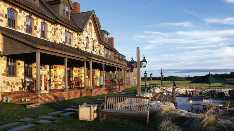 A view of the clubhouse at Erin Hills. Photo: Joe Robbins/Getty Images