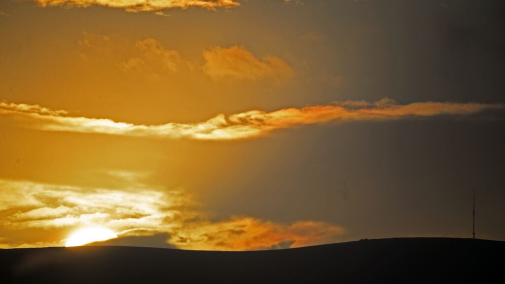 The sun sets over the Dublin Mountains on Friday. Photograph: Eric Luke