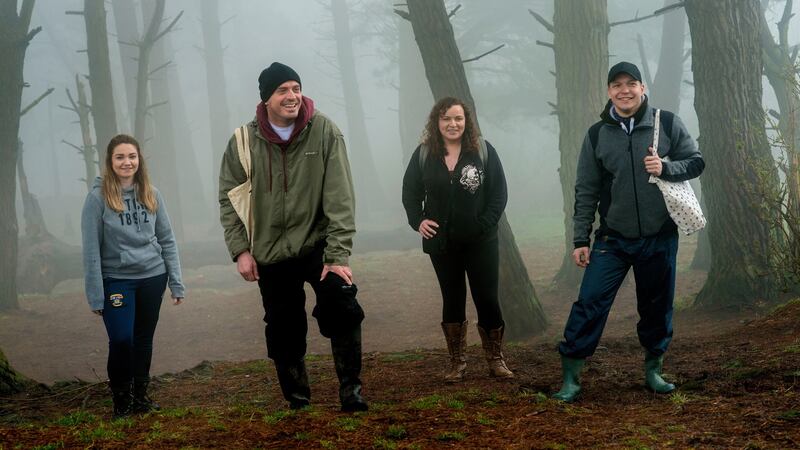 Heron & Grey: Ailish O’Neill, Damien Grey, Róisín Gillen and Jozef Radacovsky on a foraging trip to Killiney Hill. Photograph: Brenda Fitzsimons
