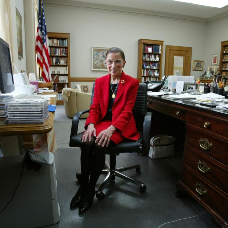 US Supreme Court Justice Ruth Bader Ginsburg sits in her chambers at the Supreme Court (2002). Photograph: David Hume Kennerly/Getty Images