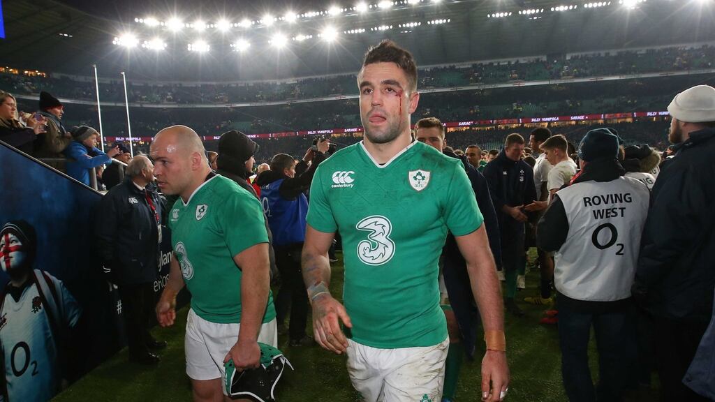 Conor Murray: the Ireland scrumhalf required eight stitches to a wound in the corner of his eye and did not return for the end of the game with England. Photograph: Billy Stickland/Inpho