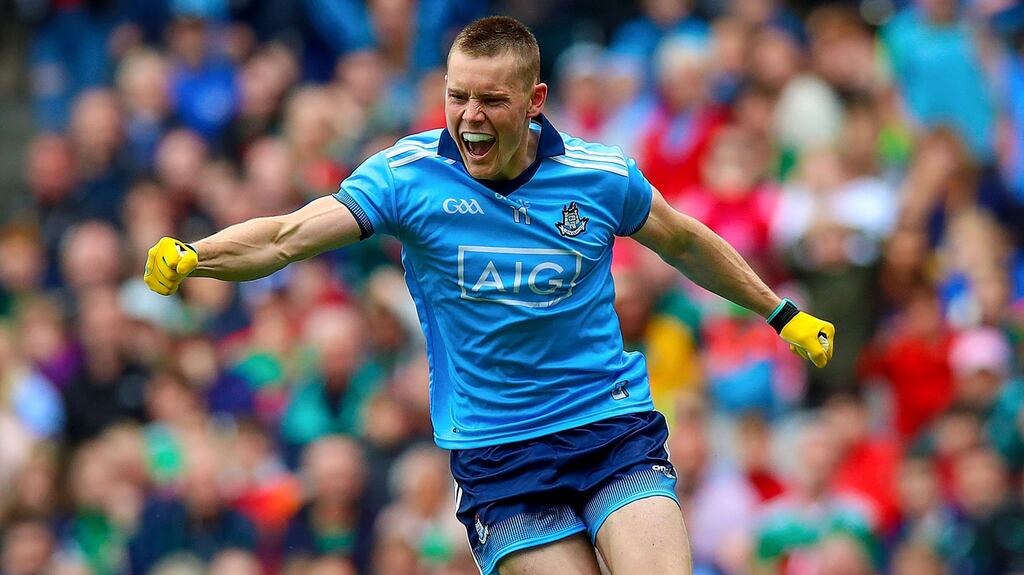Con O’Callaghan celebrates scoring a goal against Dublin. Photograph: Tommy Dickson/Inpho