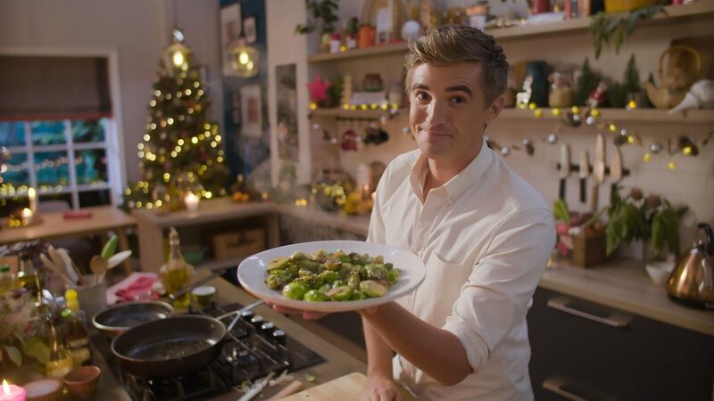 Donal Skehan and his sesame sprouts in Donal’s Superfood in Minutes Christmas Special