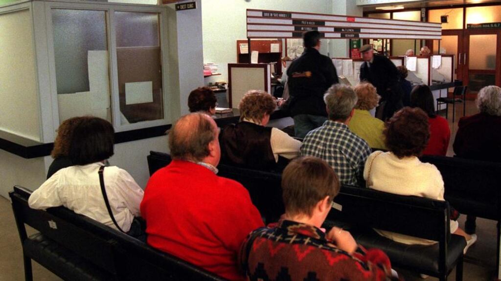 A  hospital outpatient waiting room: the total number  on outpatient lists  in Irish hospitals  at the end of last year was 300,752, but they reached 343,412 in May. Photograph: David Sleator/The Irish Times
