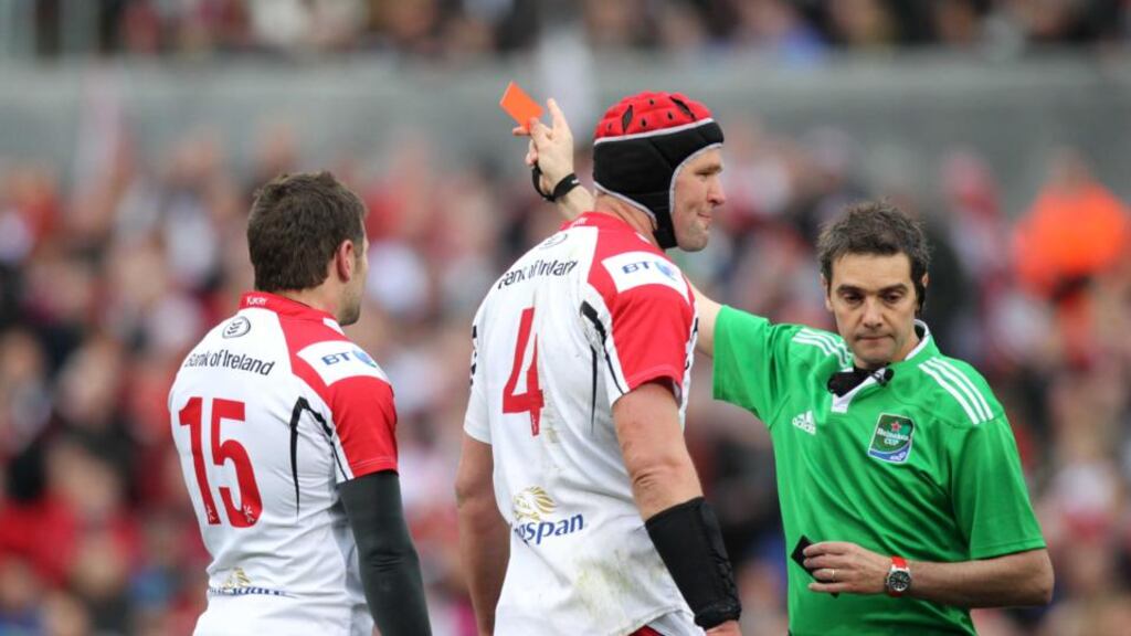 Jérôme Garcès, who sent off Jared Payne in last year’s Heineken Cup, will referee Ireland’s match with Scotland. Photograph: Darren Kidd/INPHO/Presseye
