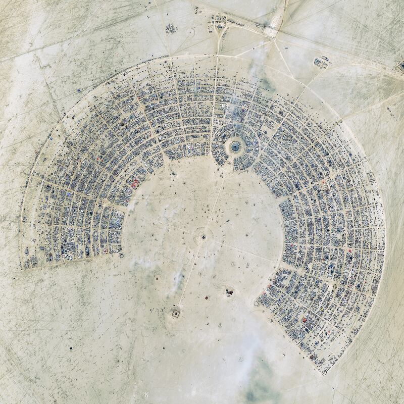A satellite image of the Burning Man festival in 2012. This image is the winner for the 2012 Top Image contest. Photograph: DigitalGlobe via Getty Images