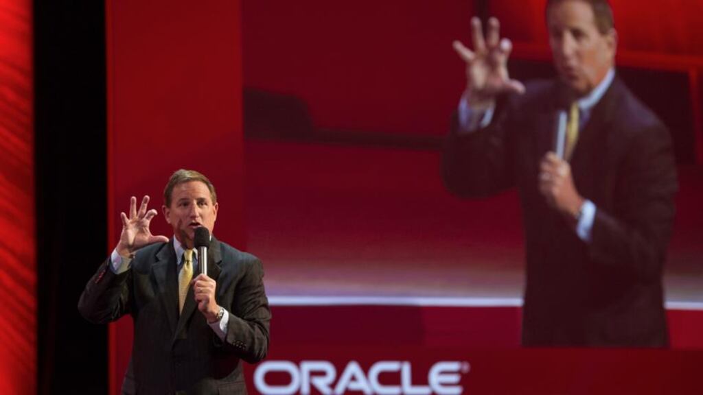 Mark Hurd, co-president of Oracle, said the company’s overall software business grew 8 per cent and that  the company was looking forward to its traditionally good second-quarter sales results.  Photograph: Bloomberg