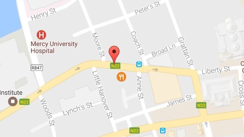 Gardaí in Cork are investigating the death of a young woman whose body was found in a disused office building near the Mercy University Hospital in the city on Sunday. Image: Google Maps