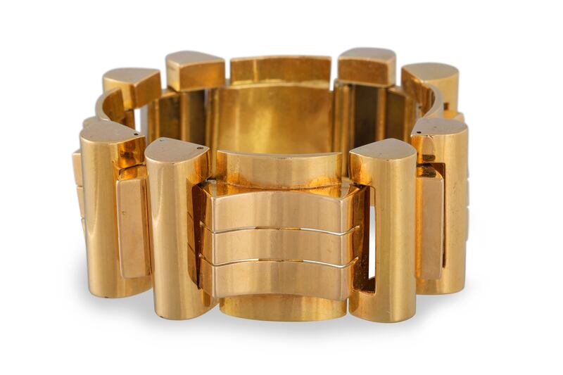 Vintage retro gold bracelet of architectural form O'Reilly's