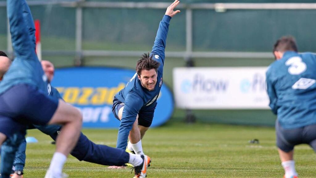 Harry Arter training with the Republic of Ireland squad at Gannon Park, Malahide. Photograph: Donall Farmer/Inpho