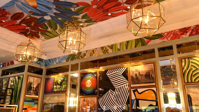 Walls, ceiling and lights at The Ivy Restaurant on Dawson Street, Dublin.Photograph: Dara Mac Dónaill / The Irish Times