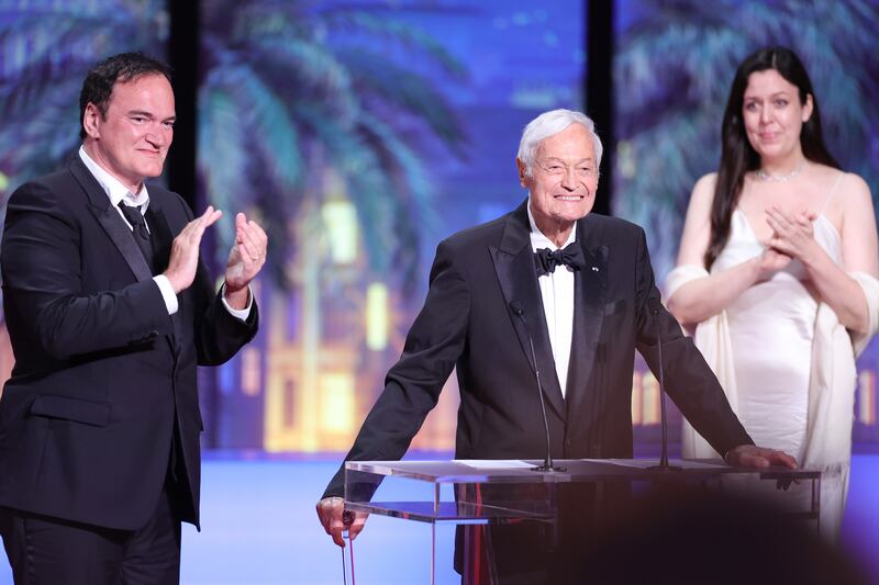 Roger Corman with Quentin Tarantino at the Cannes film festival in France, May 2023. Photograph: Andreas Rentz/Getty Images