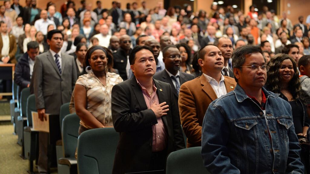The final stage of naturalisation requires attendance at a citizenship ceremony. Photograph: Frank Miller