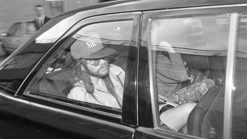 Guns N’ Roses arriving at Dublin Airport on May 14th, 1992, for their Slane Castle gig. Photograph: Independent News and Media/Getty Images