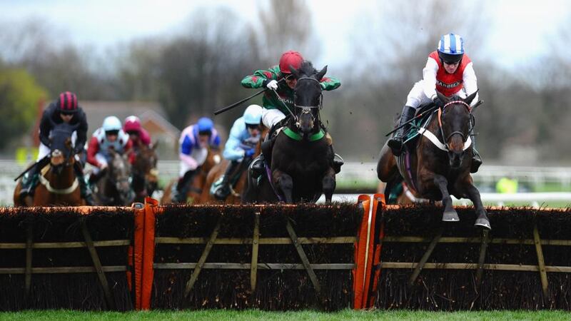 Josses Hill ridden by Barry Geraghty on his way to victory in the International Festival For Business 2014 Top Novices Hurdle. Photograph: Laurence Griffiths/Getty Images