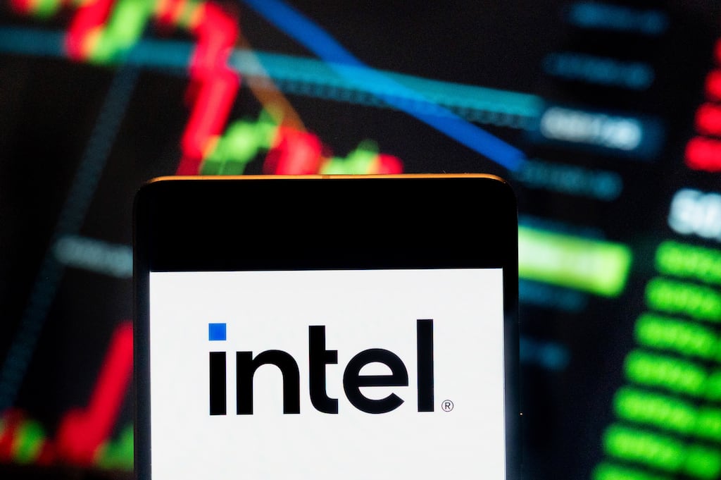 Intel endured an annus horribilis in 2024, posting a record $16.6 billion (€16 billion) quarterly loss in October before being ousted from the Dow Jones index by rival Nvidia. Photograph: Budrul Chukrut/SOPA Images/LightRocket via Getty Images