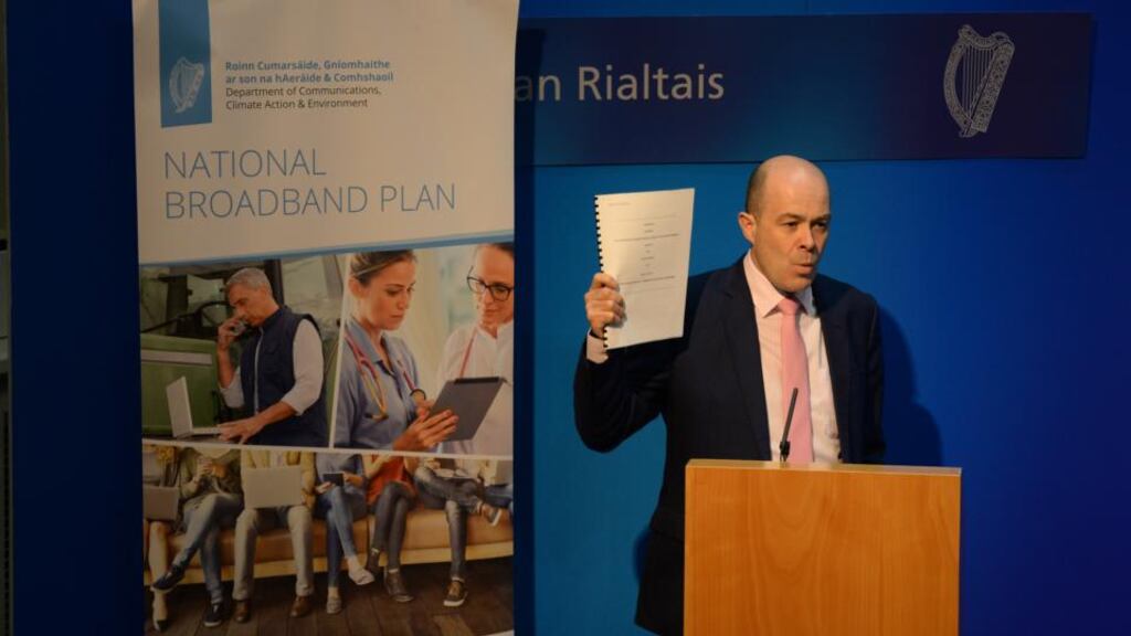 Denis Naughten former minister for communication, climate change and environment announcing details of the National Broadband Plan at Government Buildings on April 4th, 2017 Photograph: Cyril Byrne/The Irish Times