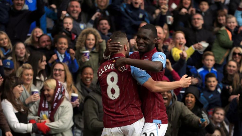 Tom Cleverley and Christian Benteke were both on the scoresheet for Aston Villa as they beat Everton 3-2 at Villa Park. Photograph: PA