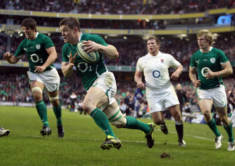 BOD on our side: Brian O'Driscoll contributes to Ireland's memorable win over England in 2011. Photograph: Dan Sheridan/Inpho