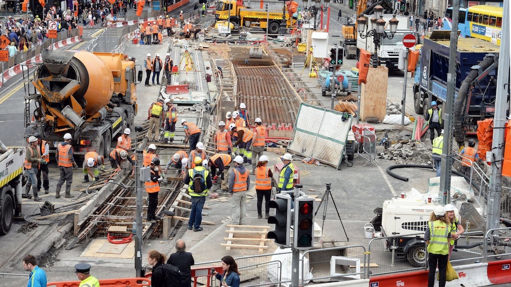 The Luas cross city construction works at O’Connell Bridge in Dublin. The time is right for major public infrasructure investment. Photograph: Eric Luke / The Irish Times