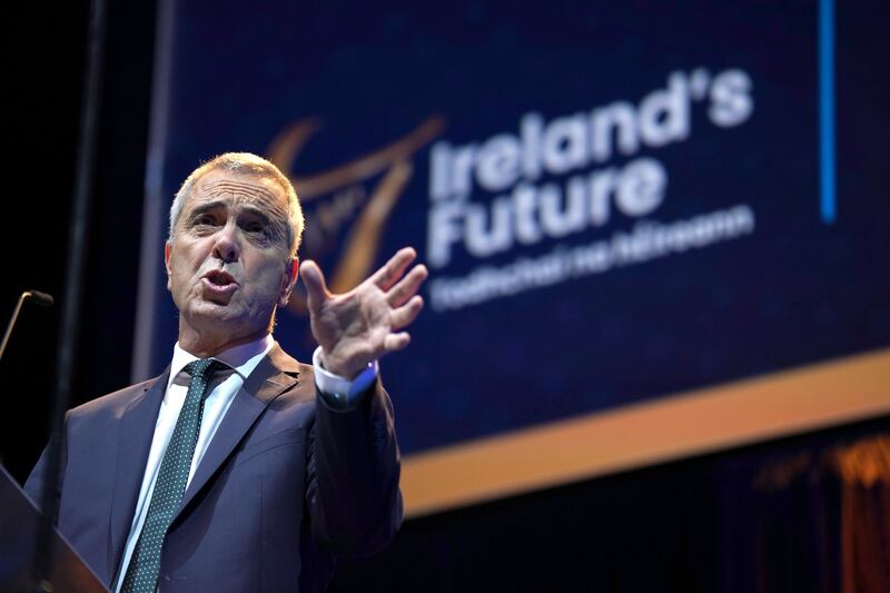 Actor James Nesbitt delivers the keynote address at a rally for Irish unification organised by pro-unity group Ireland's Future at the 3Arena in Dublin. Photograph: Niall Carson/PA
