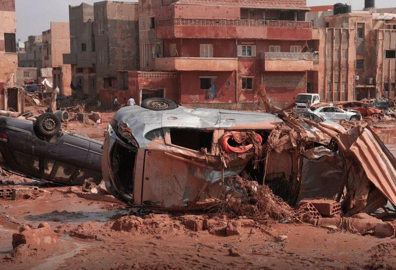 A view of devastation caused by flooding in the city of Derna, Libya. Photograph: Anadolu Agency via Getty Images
