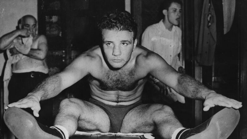 Jake LaMotta in September 1949, training at Gleason’s Gym in New York. Photograph: Keystone/Getty Images