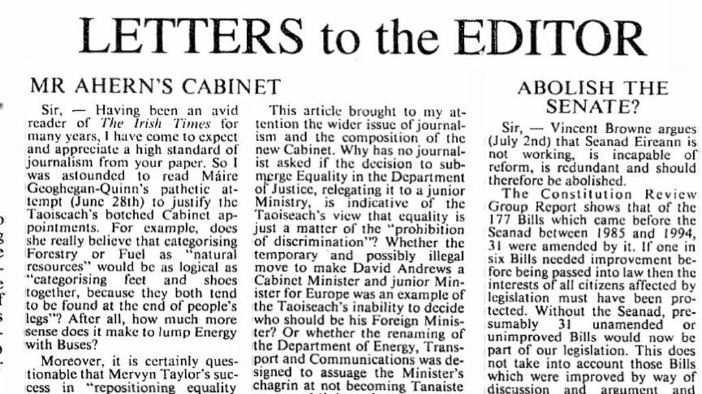 Varadkar’s letter about Bertie Ahern’s cabinet, aged 18