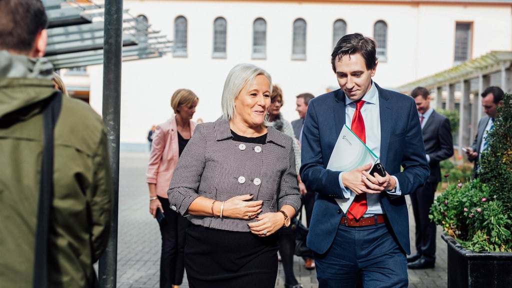 Minister for Health Simon Harris with Colette Cowan, chief executive of University of Limerick Hospital, who has told employees in an email she is gravely concerned at breaches of confidential information. Photograph: Brian Arthur