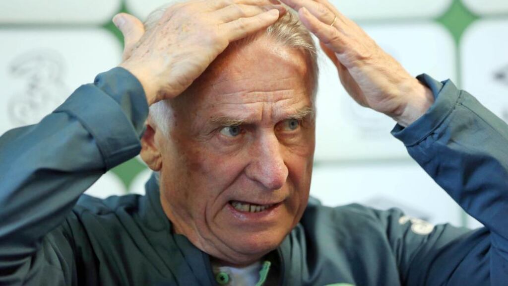 Giovanni Trapattoni ahead of the game against the Faroe Islands. Photograph: Donall Farmer/Inpho
