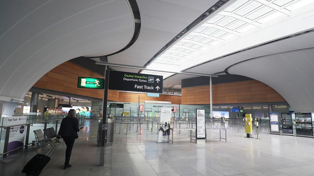 The departures gates at Terminal 2 at Dublin Airport. Gardaí believe they do not have the power to stop those travelling for dentist or medical appointments if they are able to show genuine evidence of the appointment. Photograph: PA