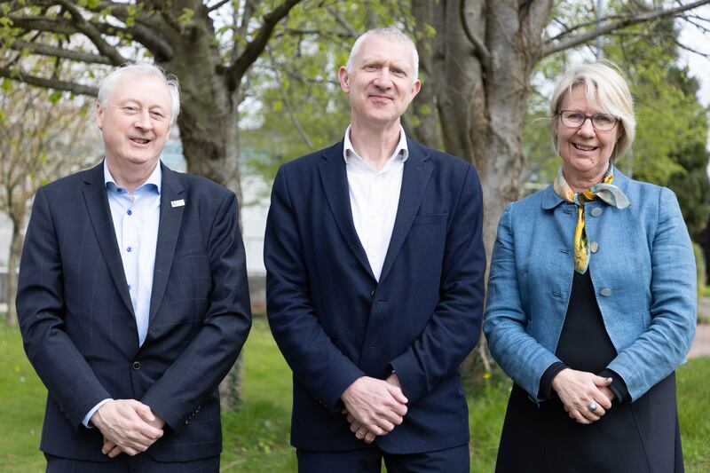 Prof Martin Curley, professor of Innovation at Maynooth University; Prof Dan Lasserson; and Maynooth University president Eeva Leinonen.