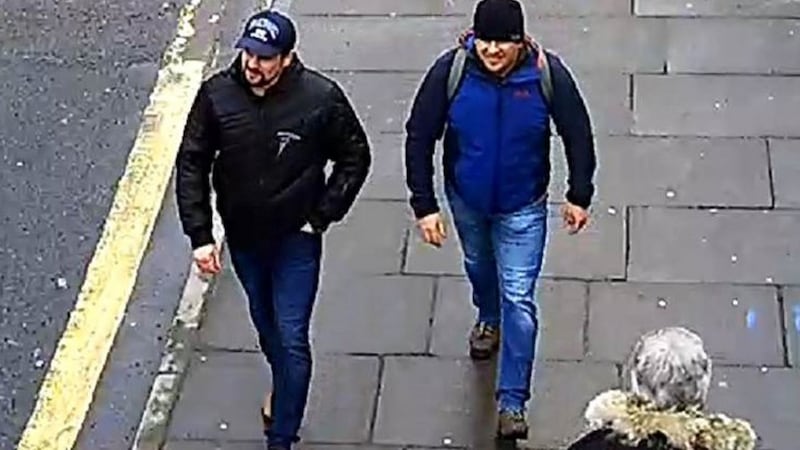 Salisbury Novichok poisoning suspects Alexander Petrov and Ruslan Boshirov: accused with the attempted murder of the Skripals as well as the murder of Dawn Sturgess. Photograph: Metropolitan Police