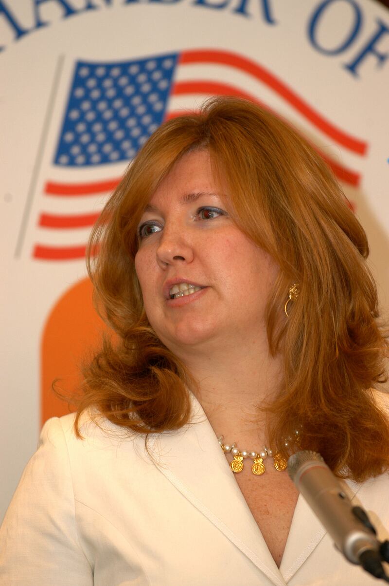 Philippa “Pippa” Malmgren, a former special assistant for economic policy to  George W. Bush speaking at an American Chamber of Commerce in Ireland function in Dublin in 2004.  Photograph Moya Nolan