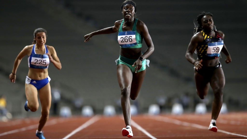 Ireland’s Rhasidat Adeleke on her way to wining the 100m final at the Youth Olympics in Baku. Photo: Bryan Keane/Inpho