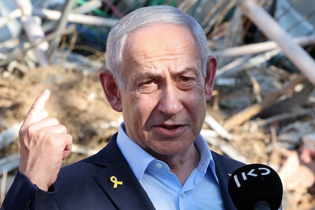Israel's prime minister Binyamin Netanyahu: Israel’s nuclear doomsday plan is called the Samson Option, after the biblical hero who pulled down the temple in Gaza, killing himself but also all the Philistines. Photograph: Jack Guez/Pool/AFP via Getty Images