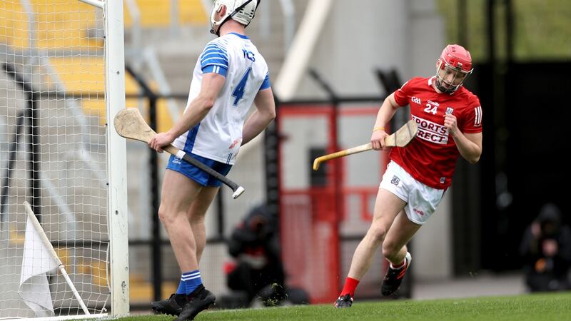 Cork’s Alan Connolly celebrates scoring his second goal against Waterford during the league. Photograph: James Crombie/Inpho