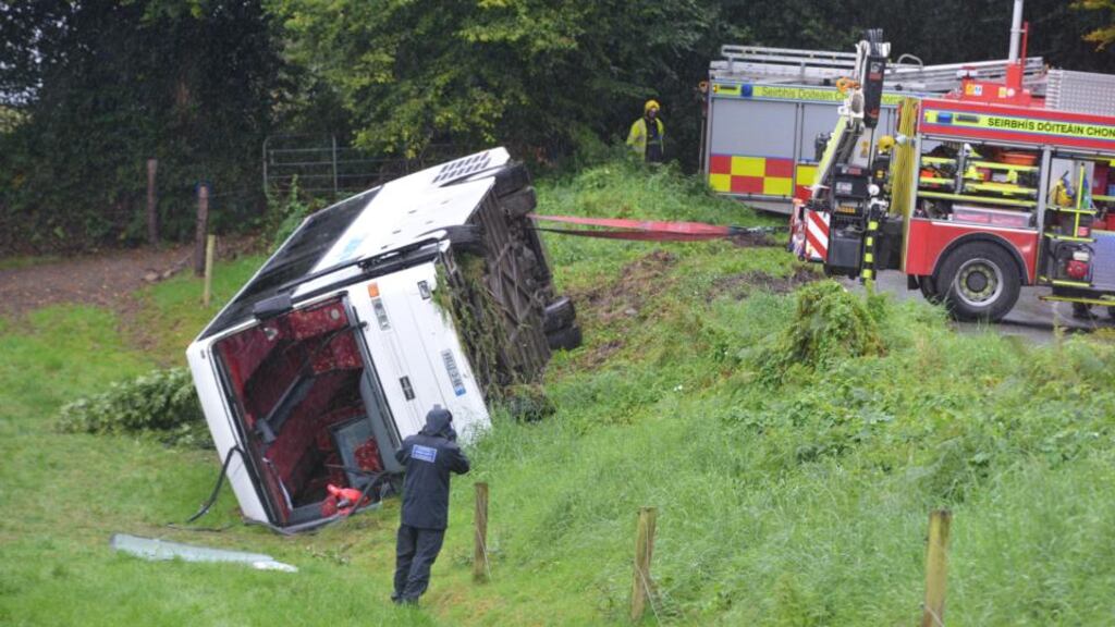 The bus tipped over on the driver’s side when it cape around a bend at Cregg South. Michael Mac Sweeney/Provision