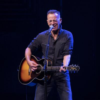 Bruce Springsteen in Springsteen on Broadway at St James Theatre. Photograph: Sara Krulwich/The New York Times