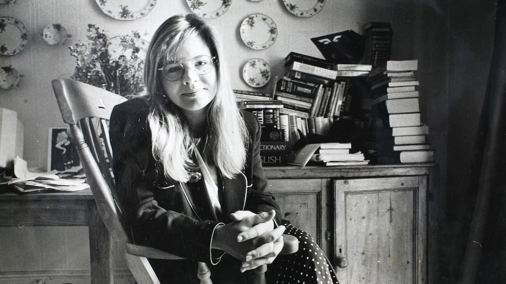 Kate Holmquist, working from home in Glenageary, Co Dublin, circa 1990