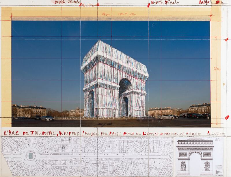 Christo and Jeanne-Claude: L’Arc de Triomphe, Wrapped, will be made posthumously, in Paris in September next year. Photograph: André Grossmann/© 2019 Christo