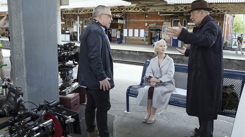 Director Bill Condon on the set of The Good Liar with Ian McKellen and Helen Mirren. Photograph: Warner Bros Pictures