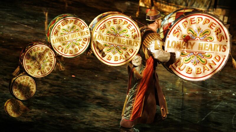 Cirque du Soleil’s latest production, Love, with The Beatles music and themed production at the Mirage Hotel in Las Vegas. Photograph: Lawrence K Ho/Los Angeles Times via Getty Images