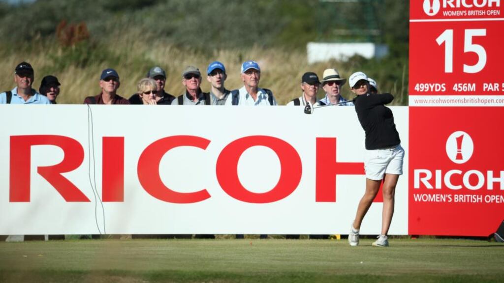 Mo Martin of the United States tees off on the 15th hole during the second round of the Ricoh Women’s British Open at Royal Birkdale. Photograph: Warren Little/Getty Images.