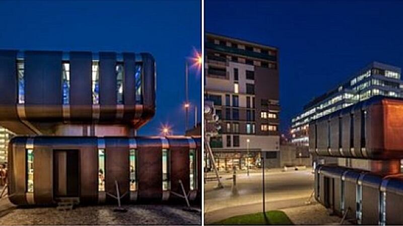 The Cyberdog has a two-level steel structure resembling a space station, with 40 seats and small upper deck. Photograph: Facebook