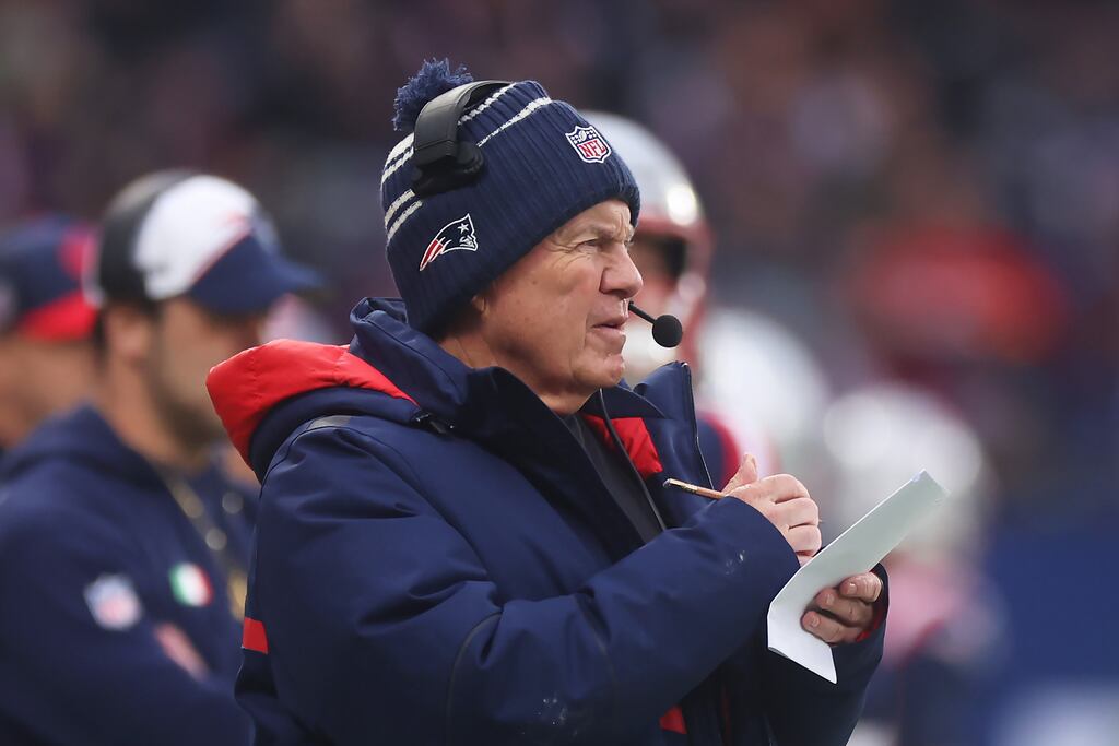 New England Patriots head coach Bill Belichick during their NFL match against the Indianapolis Colts in Frankfurt on November 12th. Photograph: Alex Grimm/Getty Images