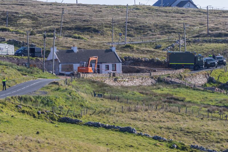 Army explosive experts at the scene of an explosion in Donegal in which a man died. Photograph: NW Newspix