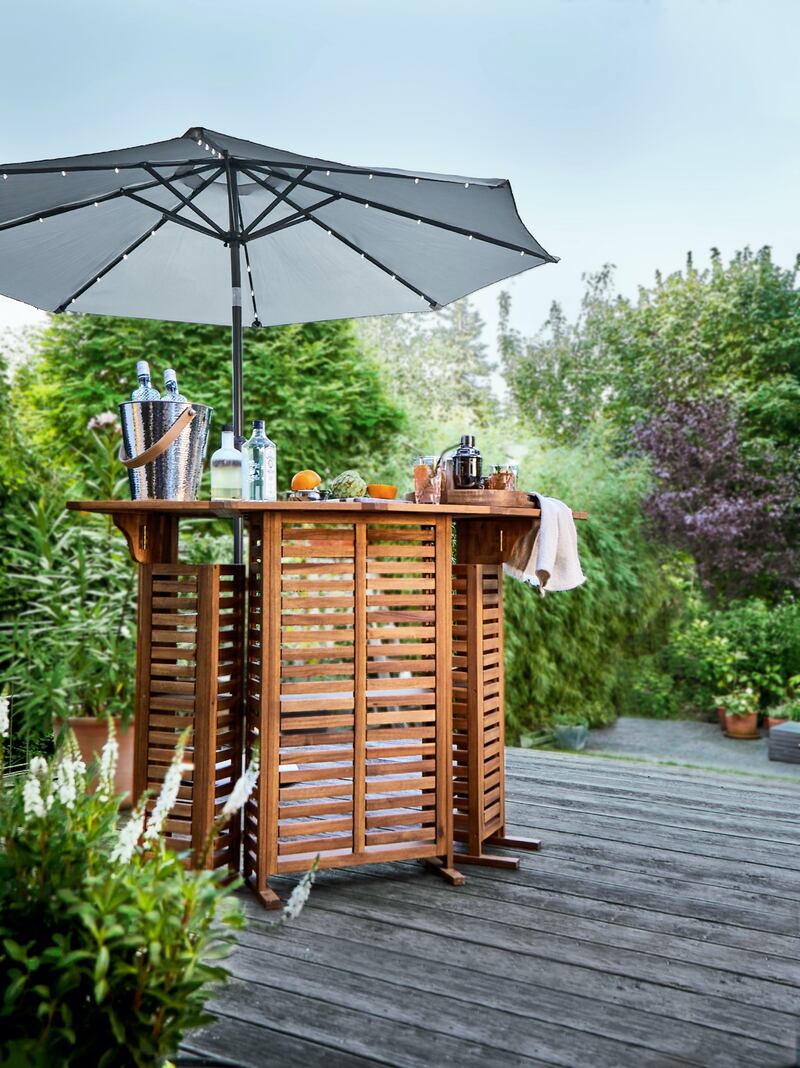 Turntable bar from Butlers Home, €349.99. It can be closed up and packed away neatly after use.