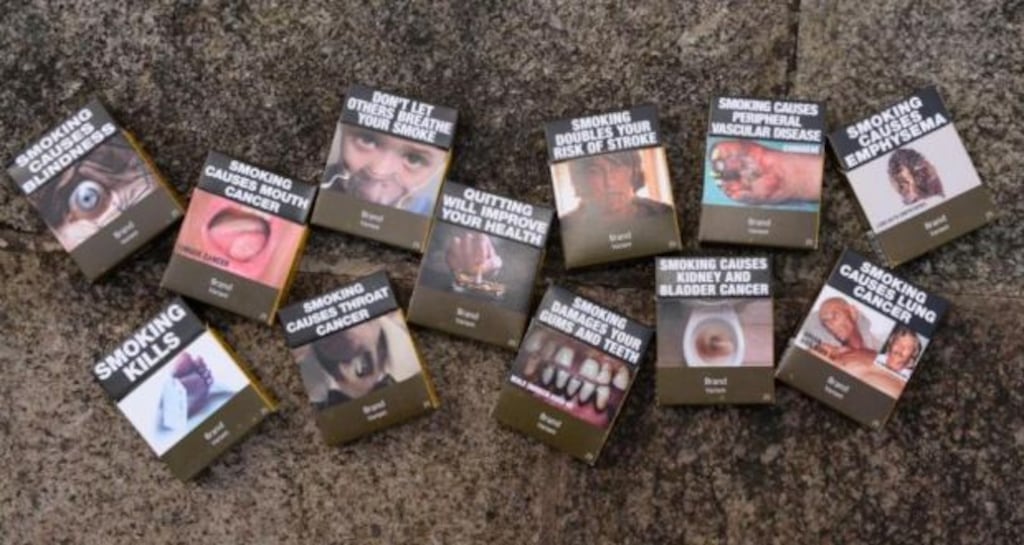 Samples of standardised packaging of tobacco products, which has been approved by the Government. File photographer: Dara Mac Dónaill/The Irish Times
