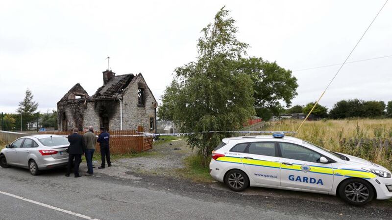 The scene of the  house fire in Rhode, Co Offaly. Photograph: Colin Keegan Collins